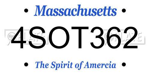 4SOT362 Massachusetts License Plate