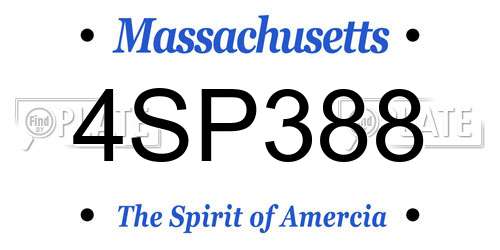 4SP388 Massachusetts License Plate