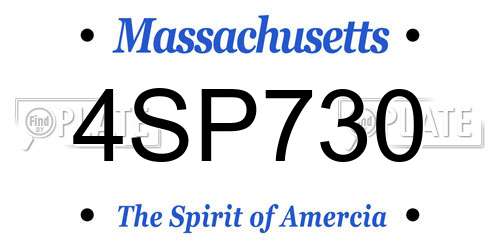 4SP730 Massachusetts License Plate