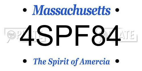 4SPF84 Massachusetts License Plate
