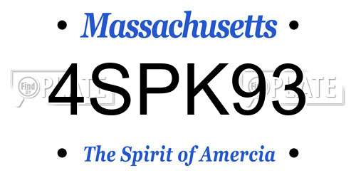 4SPK93 Massachusetts License Plate