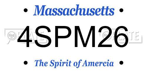 4SPM26 Massachusetts License Plate
