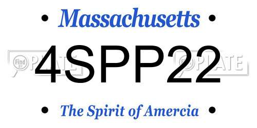 4SPP22 Massachusetts License Plate