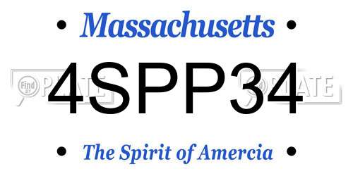 4SPP34 Massachusetts License Plate