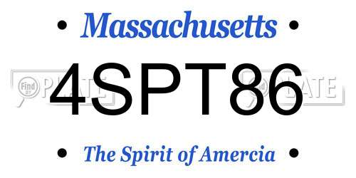 4SPT86 Massachusetts License Plate