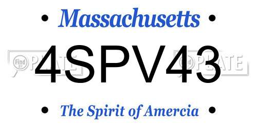 4SPV43 Massachusetts License Plate