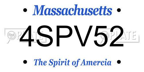 4SPV52 Massachusetts License Plate