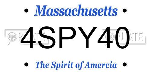4SPY40 Massachusetts License Plate