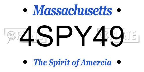4SPY49 Massachusetts License Plate