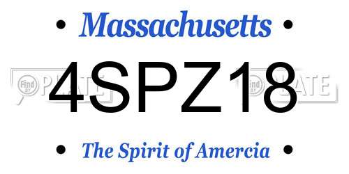 4SPZ18 Massachusetts License Plate