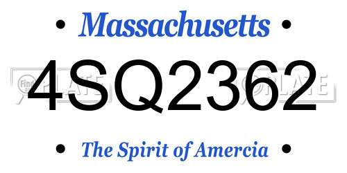 4SQ2362 Massachusetts License Plate