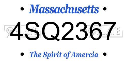 4SQ2367 Massachusetts License Plate