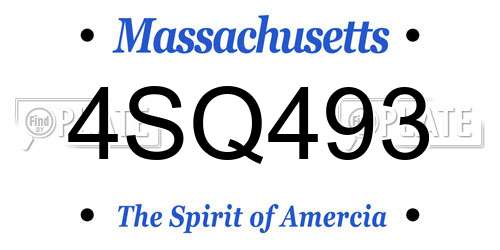 4SQ493 Massachusetts License Plate
