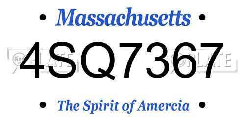 4SQ7367 Massachusetts License Plate