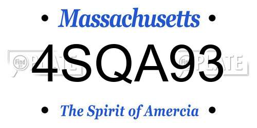 4SQA93 Massachusetts License Plate