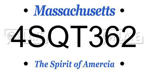 4SQT362 Massachusetts License Plate
