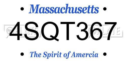 4SQT367 Massachusetts License Plate