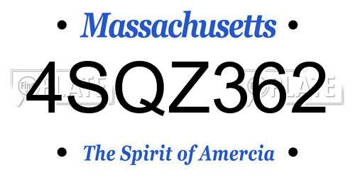4SQZ362 Massachusetts License Plate