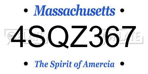 4SQZ367 Massachusetts License Plate