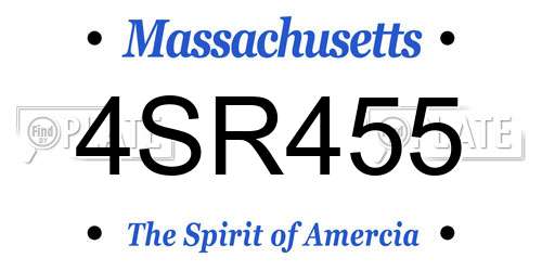 4SR455 Massachusetts License Plate