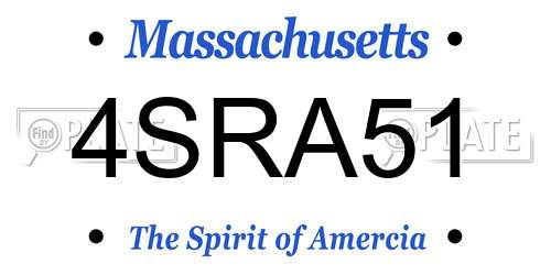 4SRA51 Massachusetts License Plate