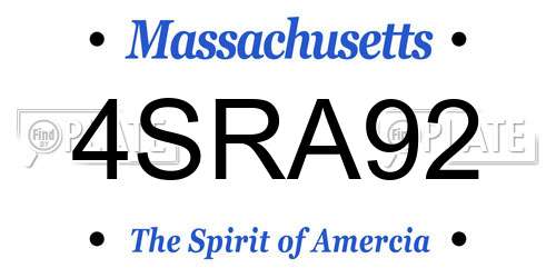 4SRA92 Massachusetts License Plate
