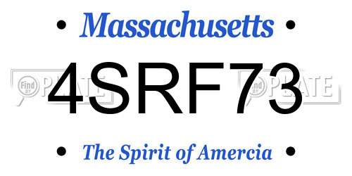 4SRF73 Massachusetts License Plate