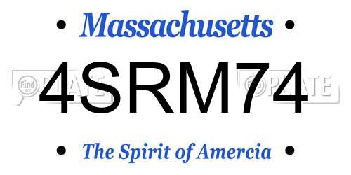 4SRM74 Massachusetts License Plate