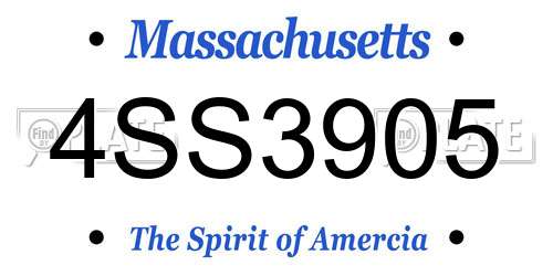 4SS3905 Massachusetts License Plate