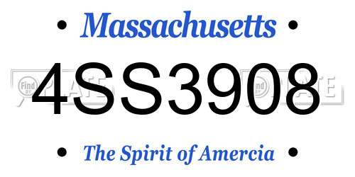 4SS3908 Massachusetts License Plate