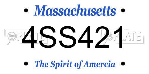 4SS421 Massachusetts License Plate