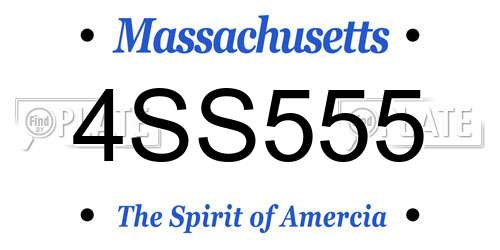4SS555 Massachusetts License Plate