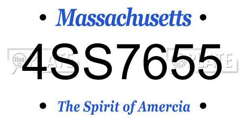4SS7655 Massachusetts License Plate