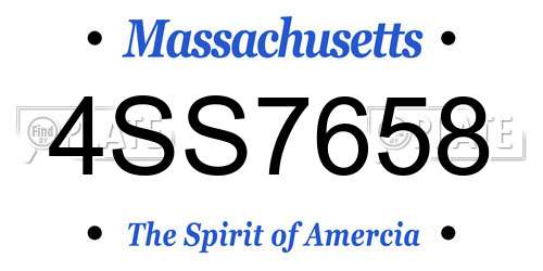 4SS7658 Massachusetts License Plate