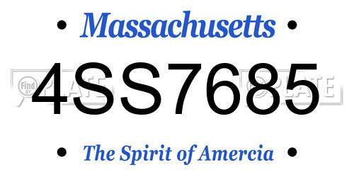 4SS7685 Massachusetts License Plate
