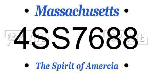4SS7688 Massachusetts License Plate