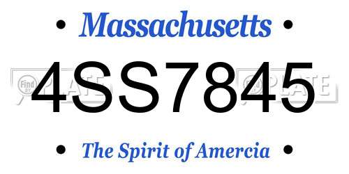 4SS7845 Massachusetts License Plate