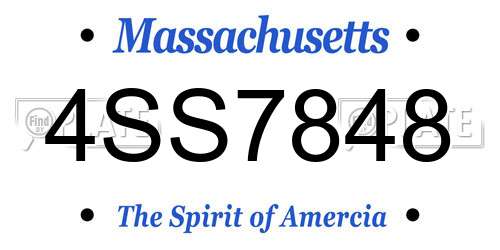 4SS7848 Massachusetts License Plate