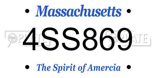 4SS869 Massachusetts License Plate