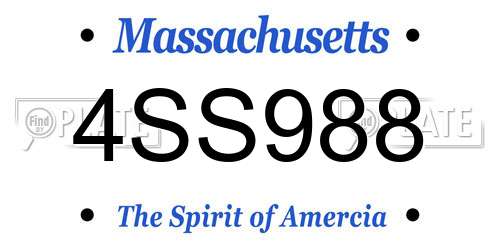4SS988 Massachusetts License Plate