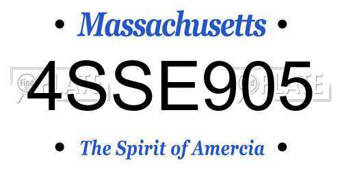 4SSE905 Massachusetts License Plate