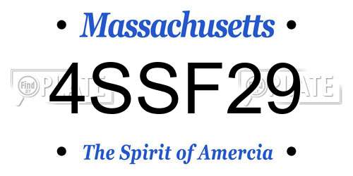 4SSF29 Massachusetts License Plate