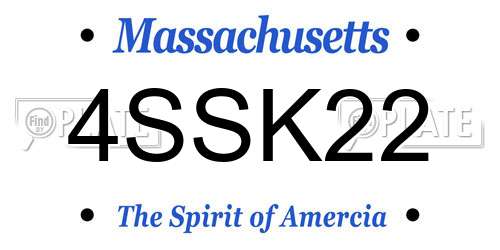 4SSK22 Massachusetts License Plate