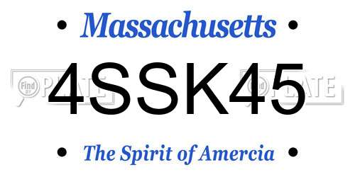 4SSK45 Massachusetts License Plate
