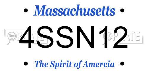 4SSN12 Massachusetts License Plate