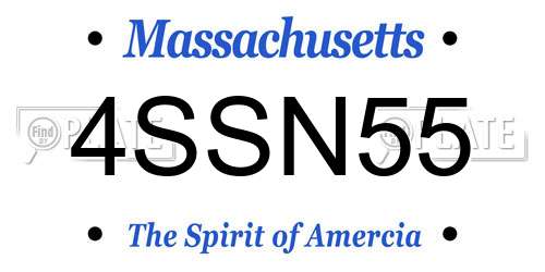 4SSN55 Massachusetts License Plate