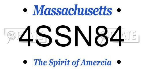 4SSN84 Massachusetts License Plate