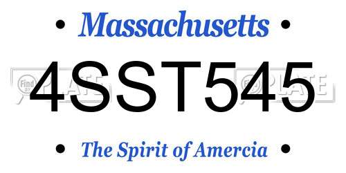4SST545 Massachusetts License Plate