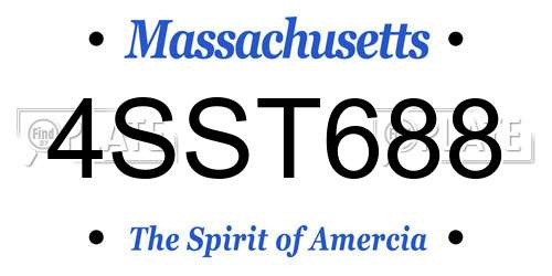4SST688 Massachusetts License Plate