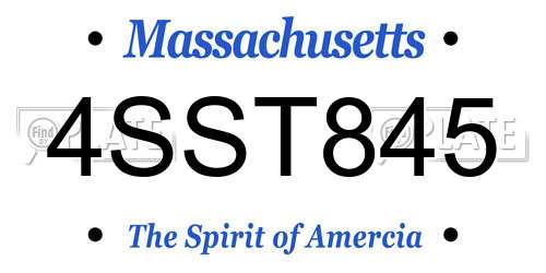 4SST845 Massachusetts License Plate